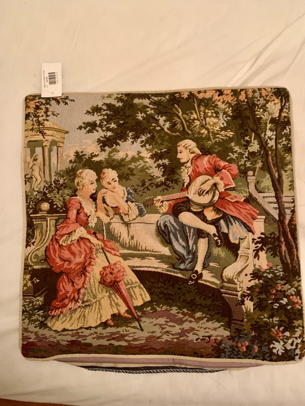 Vintage-Inspired Tapestry Wall Hanging in Red, Green and Cream